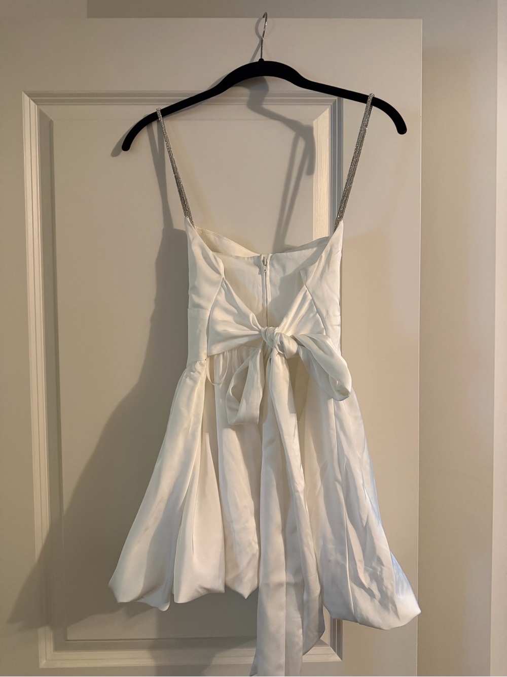 White Mini Bridal Dress with Sparkle Straps - Picture 2 of 2